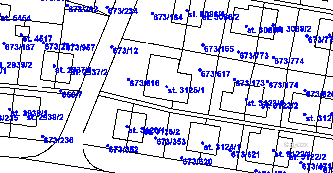 Parcela st. 3125/1 v KÚ Zlín, Katastrální mapa
