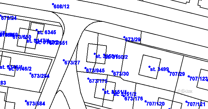 Parcela st. 3150/2 v KÚ Zlín, Katastrální mapa