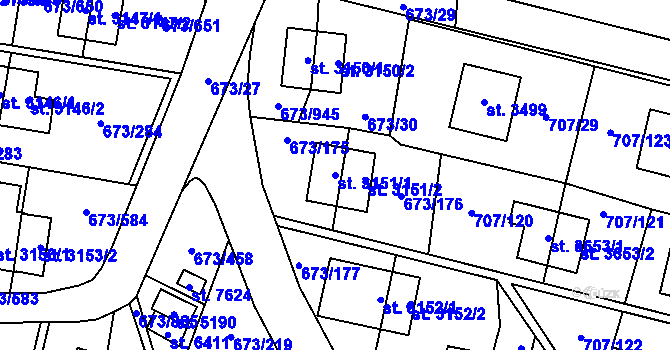 Parcela st. 3151/1 v KÚ Zlín, Katastrální mapa