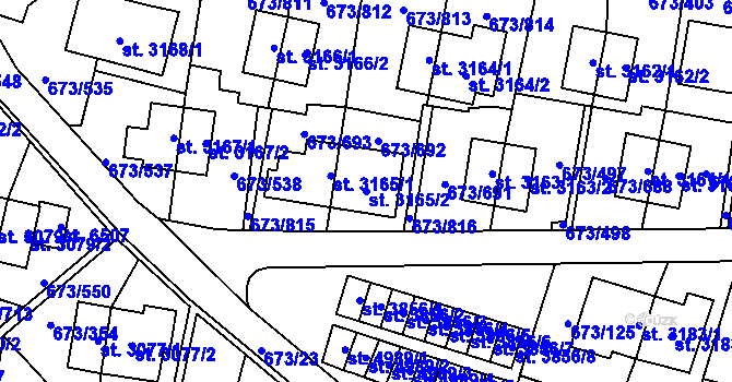 Parcela st. 3165/2 v KÚ Zlín, Katastrální mapa