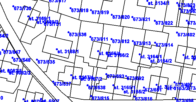 Parcela st. 3166/1 v KÚ Zlín, Katastrální mapa