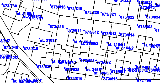 Parcela st. 3166/2 v KÚ Zlín, Katastrální mapa