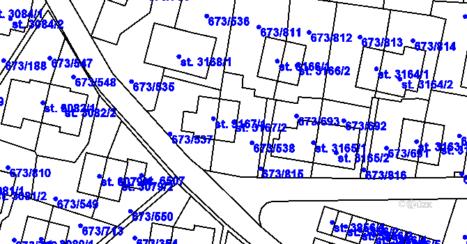 Parcela st. 3167/2 v KÚ Zlín, Katastrální mapa