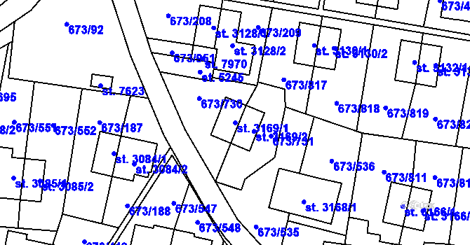 Parcela st. 3169/1 v KÚ Zlín, Katastrální mapa