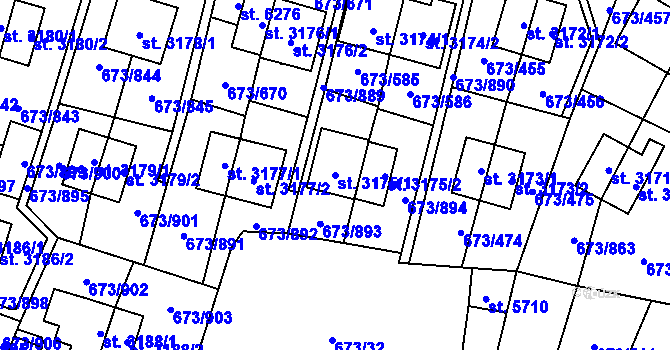 Parcela st. 3175/1 v KÚ Zlín, Katastrální mapa
