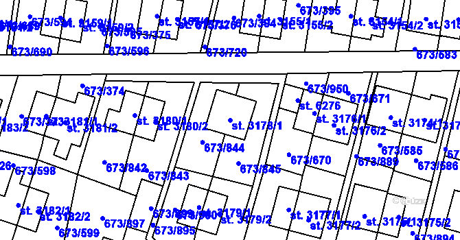 Parcela st. 3178/1 v KÚ Zlín, Katastrální mapa