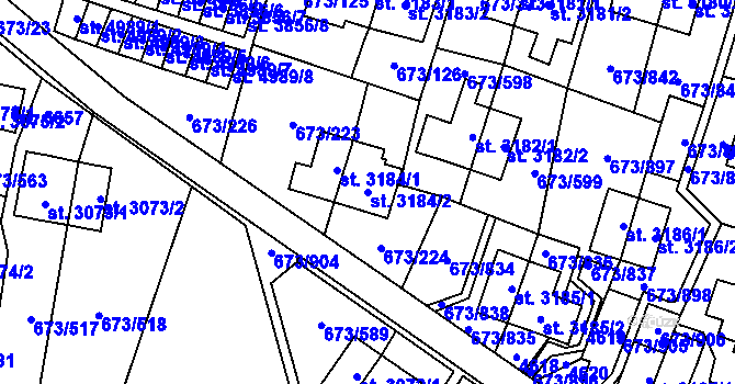 Parcela st. 3184/2 v KÚ Zlín, Katastrální mapa
