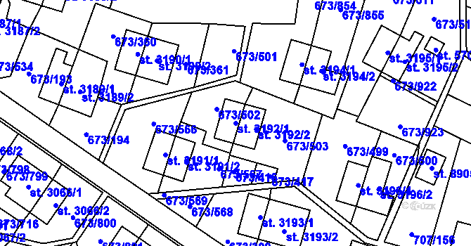 Parcela st. 3192/1 v KÚ Zlín, Katastrální mapa