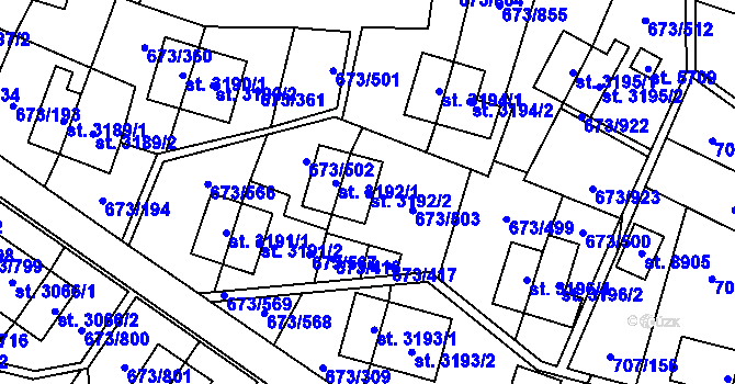 Parcela st. 3192/2 v KÚ Zlín, Katastrální mapa