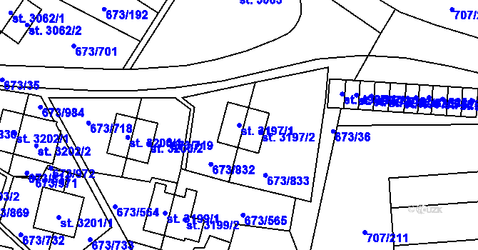 Parcela st. 3197/1 v KÚ Zlín, Katastrální mapa