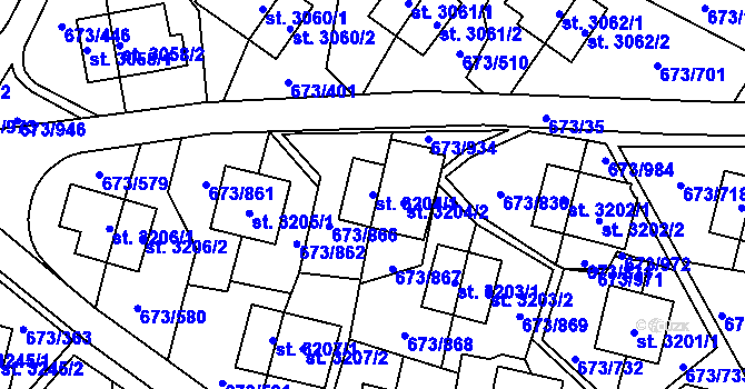 Parcela st. 3204/1 v KÚ Zlín, Katastrální mapa