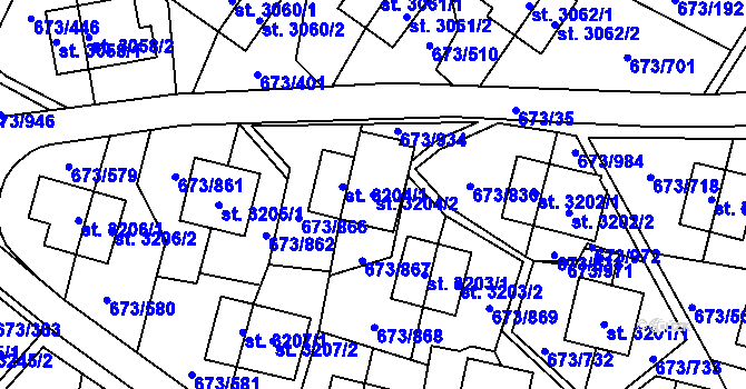 Parcela st. 3204/2 v KÚ Zlín, Katastrální mapa