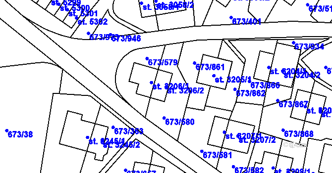 Parcela st. 3206/2 v KÚ Zlín, Katastrální mapa