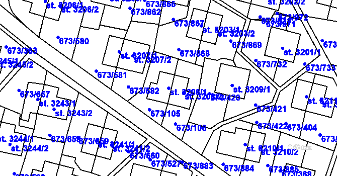 Parcela st. 3208/1 v KÚ Zlín, Katastrální mapa