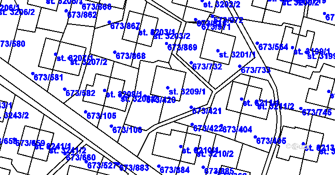 Parcela st. 3209/1 v KÚ Zlín, Katastrální mapa