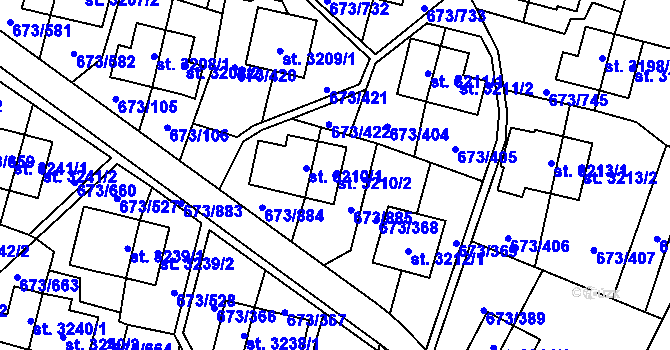 Parcela st. 3210/2 v KÚ Zlín, Katastrální mapa