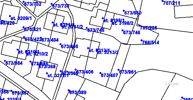 Parcela st. 3213/2 v KÚ Zlín, Katastrální mapa
