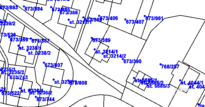 Parcela st. 3214/2 v KÚ Zlín, Katastrální mapa