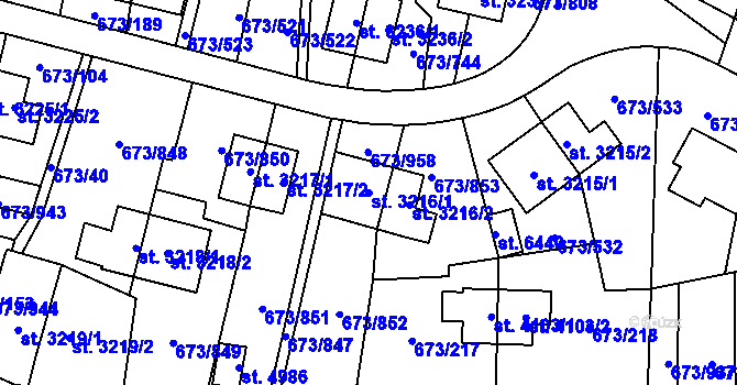 Parcela st. 3216/1 v KÚ Zlín, Katastrální mapa