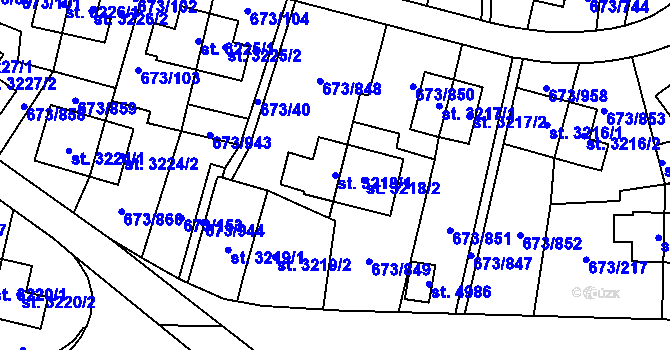 Parcela st. 3218/1 v KÚ Zlín, Katastrální mapa