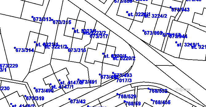 Parcela st. 3220/1 v KÚ Zlín, Katastrální mapa