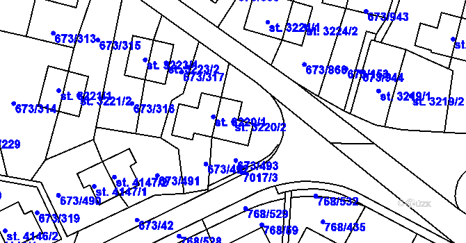 Parcela st. 3220/2 v KÚ Zlín, Katastrální mapa