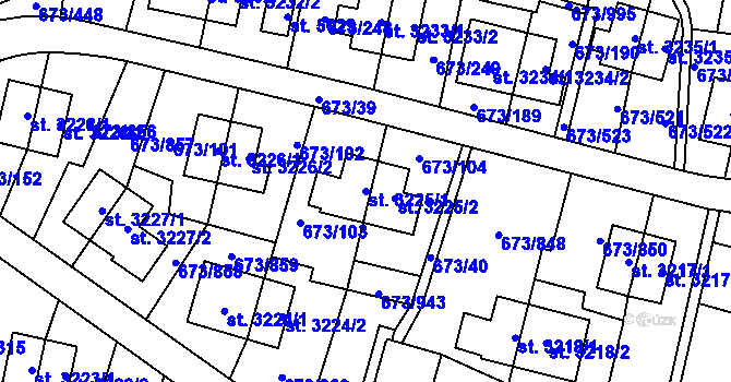 Parcela st. 3225/1 v KÚ Zlín, Katastrální mapa