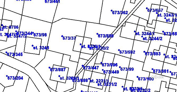 Parcela st. 3230/2 v KÚ Zlín, Katastrální mapa