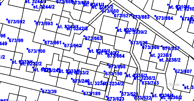 Parcela st. 3240/2 v KÚ Zlín, Katastrální mapa