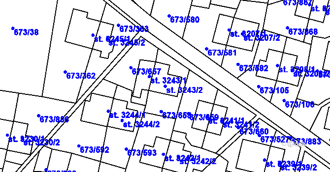 Parcela st. 3243/2 v KÚ Zlín, Katastrální mapa