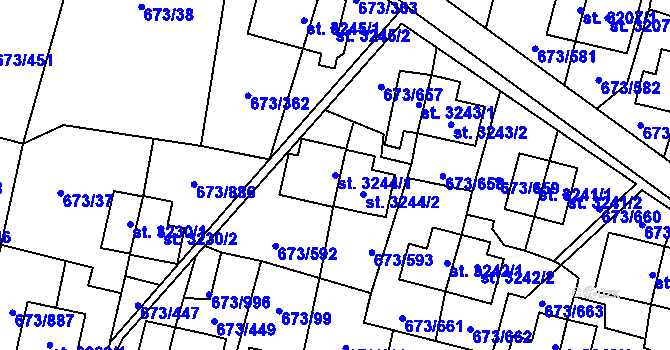 Parcela st. 3244/1 v KÚ Zlín, Katastrální mapa