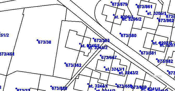 Parcela st. 3245/2 v KÚ Zlín, Katastrální mapa