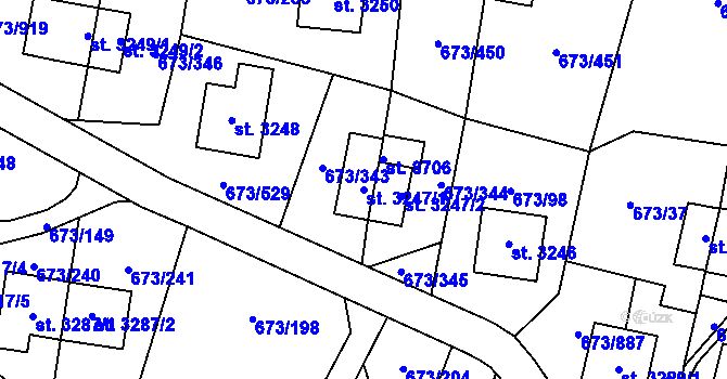 Parcela st. 3247/1 v KÚ Zlín, Katastrální mapa