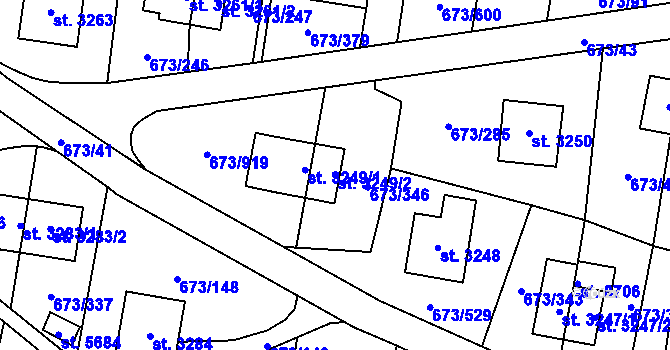 Parcela st. 3249/2 v KÚ Zlín, Katastrální mapa