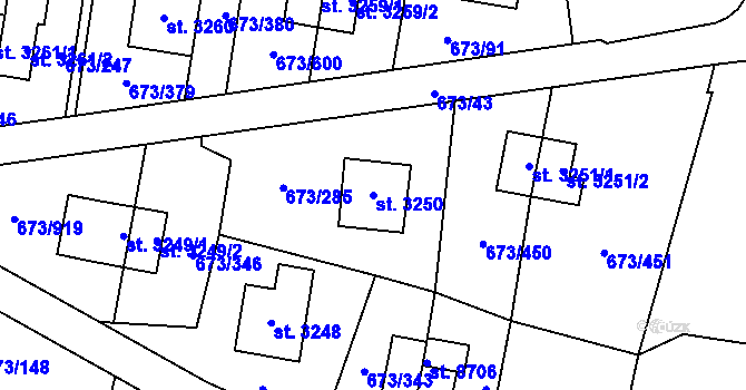 Parcela st. 3250 v KÚ Zlín, Katastrální mapa