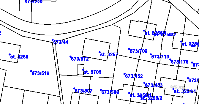 Parcela st. 3257 v KÚ Zlín, Katastrální mapa