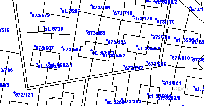 Parcela st. 3258/2 v KÚ Zlín, Katastrální mapa