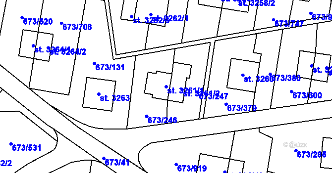 Parcela st. 3261/1 v KÚ Zlín, Katastrální mapa