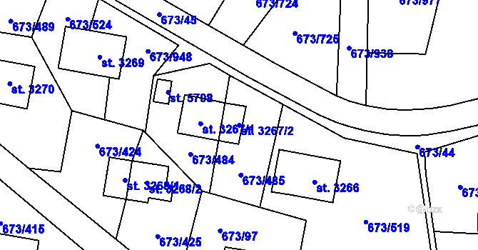 Parcela st. 3267/2 v KÚ Zlín, Katastrální mapa