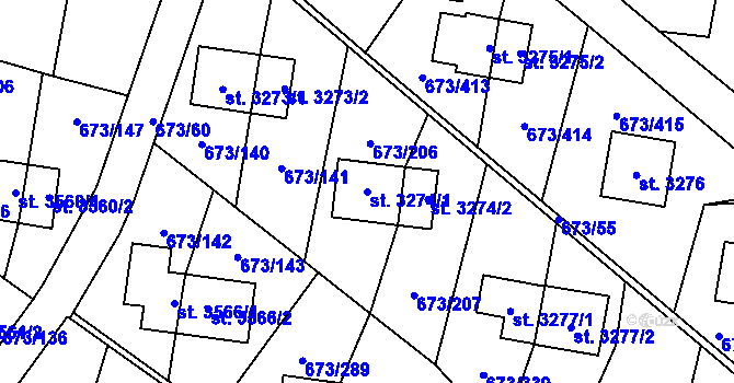 Parcela st. 3274/1 v KÚ Zlín, Katastrální mapa