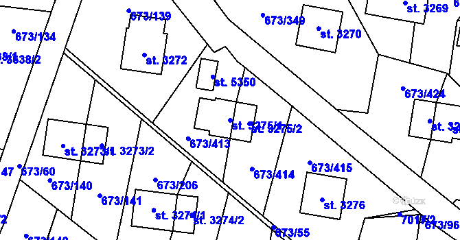 Parcela st. 3275/1 v KÚ Zlín, Katastrální mapa