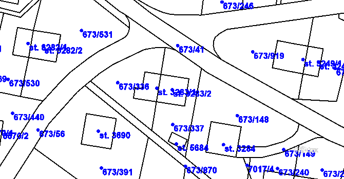 Parcela st. 3283/2 v KÚ Zlín, Katastrální mapa