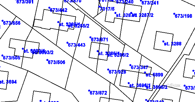 Parcela st. 3286/1 v KÚ Zlín, Katastrální mapa