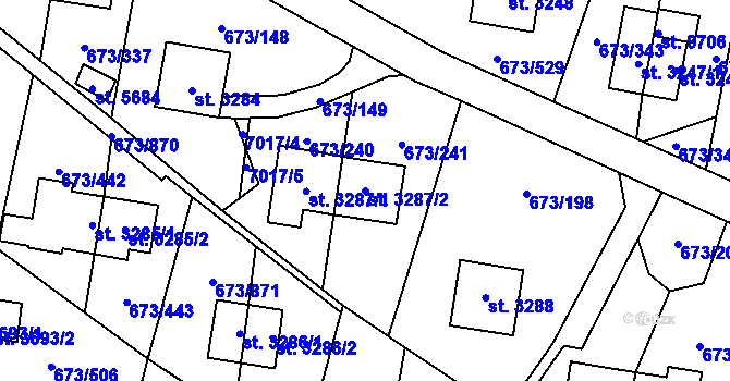 Parcela st. 3287/2 v KÚ Zlín, Katastrální mapa