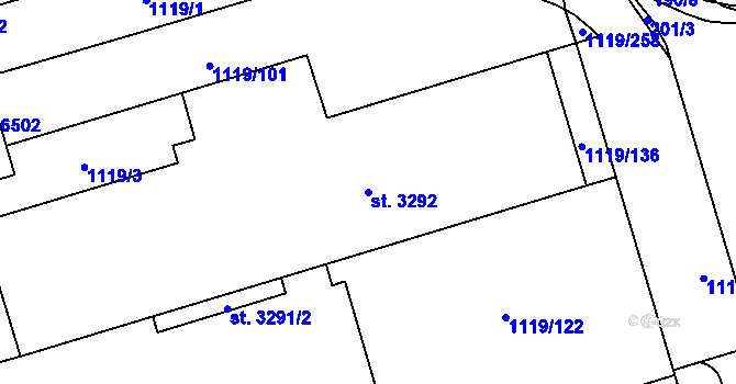 Parcela st. 3292 v KÚ Zlín, Katastrální mapa