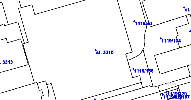 Parcela st. 3310 v KÚ Zlín, Katastrální mapa