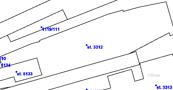 Parcela st. 3312 v KÚ Zlín, Katastrální mapa