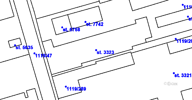 Parcela st. 3323 v KÚ Zlín, Katastrální mapa
