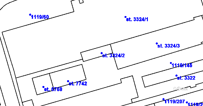 Parcela st. 3324/2 v KÚ Zlín, Katastrální mapa