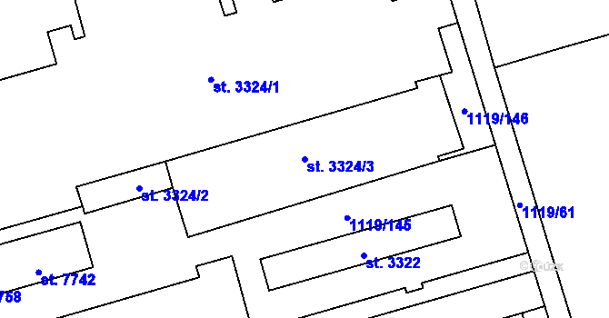Parcela st. 3324/3 v KÚ Zlín, Katastrální mapa
